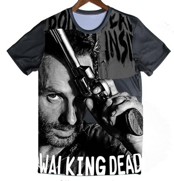 

оптовая новые моды мужские / womans the walking dead summer style тройники 3d печати повседневная футболка топы плюс размер, White;black
