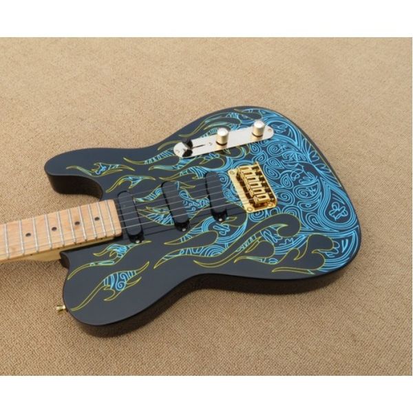 

Пользовательские магазин художник серии James Burton Tele TL MN синий Пейсли пламя Pattern эле