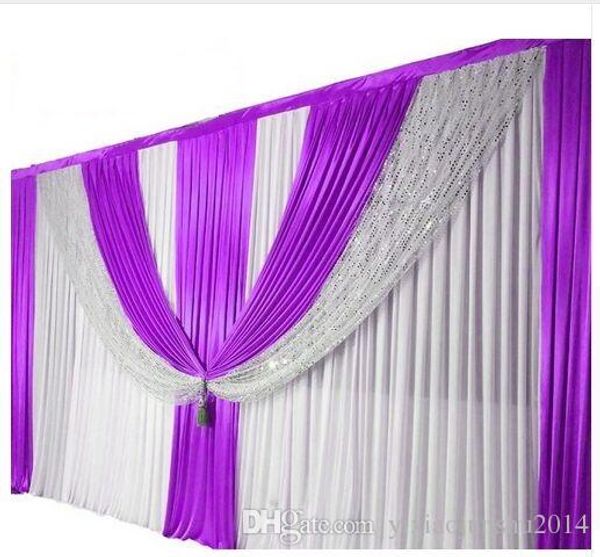 2017 New Arrival Purple Wedding Backdrop Curtain With Swag Wedding