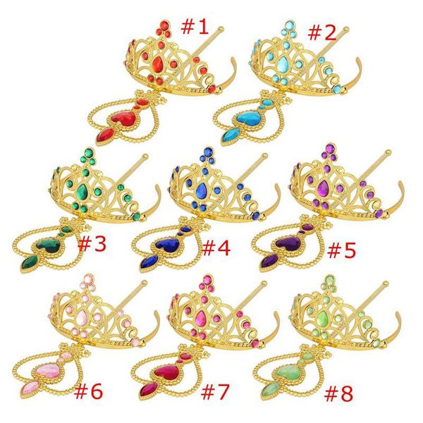 

gold color hairpins tiara princess cosplay accessories rhinestone children crown hair tiaras kids hair accessories ib296, Slivery;white