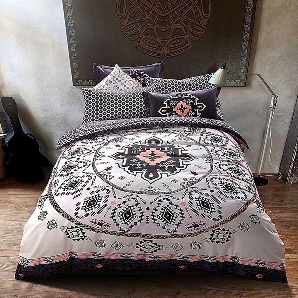 

wholesale- papa&mima noble mandala style geometric bedlinens sanding cotton fabric /king size duvet cover set bedding set