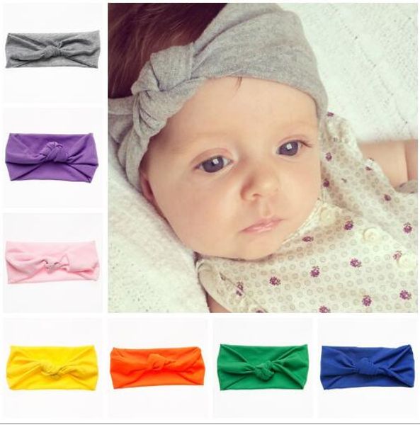 

baby cotton knot headband girls ribbon elasticity turban wrap hair band children hair accessories yh686, Slivery;white