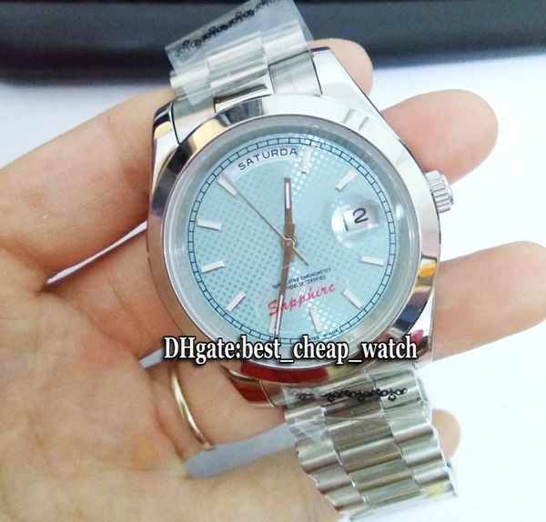 

новый day-date 41mm 228206 ice blue наклонный плед циферблат asian 2813 автоматические мужские часы из сапфирового стекла с ремешком из нерж, Slivery;brown