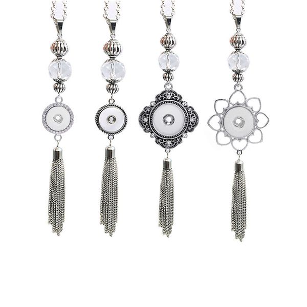 

interchangeable bohemia 112 rhinestones 18mm snap button necklaces pendants diy jewelry for women men 60cm, Silver