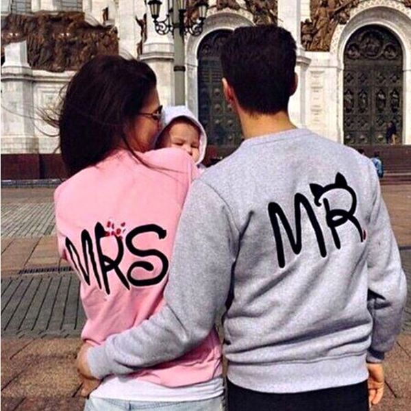 

wholesale- sweatshirt hoodies harajuku fashion 2015 print mr and mrs lovers couples sweatshirts for autumn men and women tracksuits, Black