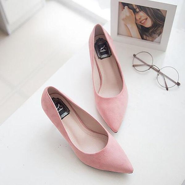 

new brands pointed toe suede high heels shoes fashion office shoes women pumps wedding shoes nightclub party pumps, Black