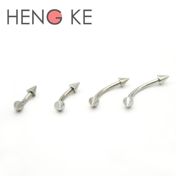 Spike Kaş Halkası 316L Cerrahi Çelik Çubuklar Kavisli 1 2mm halter gövdesi Piercing Mücevherat 16 Gösterge Göbek Bar240a