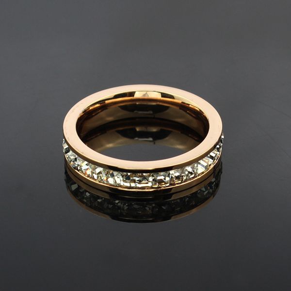

rose gold plating women's ring super flash single row square diamond ring rings for women, Golden;silver