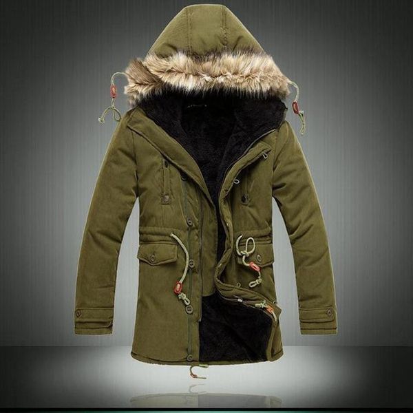 Wholesale- LR Hot Sale winter jacket men Solid Comfortable Casual Long Warm Coat Male Fashion Padded Hooded Winter Wear Thick Coat