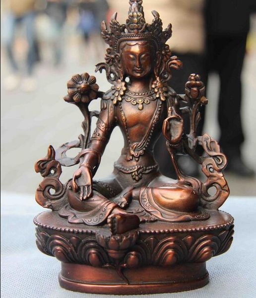 

Buddhism Red Copper Green Tara Guan Yin Kwan-yin Boddhisattva Goddess Statue