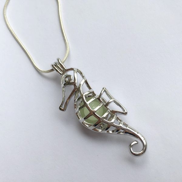 Sea Horse Estilo Pérola Gems Gaiola Medalhão Gaiolas, 18 KGP Hippocampus Montagens de Pingente para DIY Pulseira Colar de Jóias Encantos