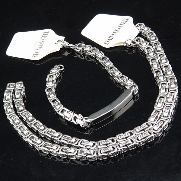 

cool guaranteed 316l stainless steel women mens costume silver gold bracelet necklace chain fashion jewelry set