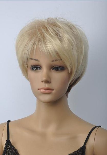 Женские сексуальные женские короткие смешанные парики Blonde Natural Hair