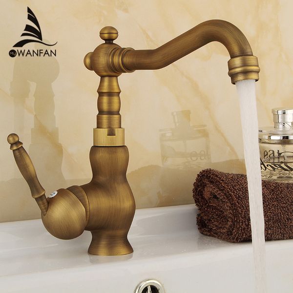 2019 Antique Brass Finish 360degree Swivel Brass Faucet Bathroom