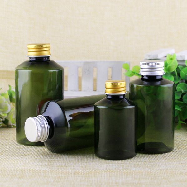 

50pc 50ml 100ml 150ml 200ml green empty pet pla tic bottle with aluminum cap co metic liquid oap container hampoo bottle e ential oil