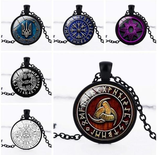

10pcs/lot necklaces european and american initials universe gemstone pendant necklace black gold silver 3colors pendant necklaces