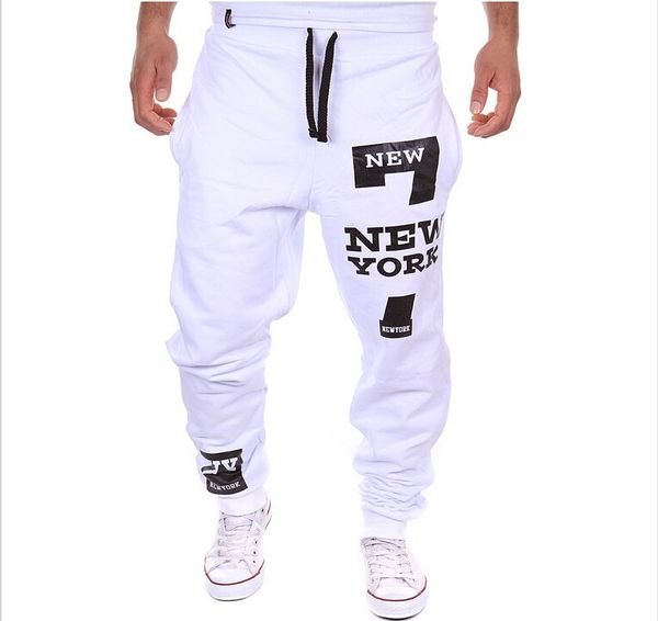 

mens pants white gray elastic waist printed letters loose casual harem baggy hip hop dance sport pant trousers slacks new style plus size, Black