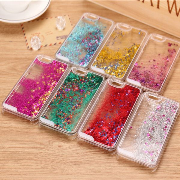 Atacado Quicksand Dynamic Liquid Hard PC Phone Case para iPhone 7 Areia Glitter Star Bling Diamante Pedra Capa Pele