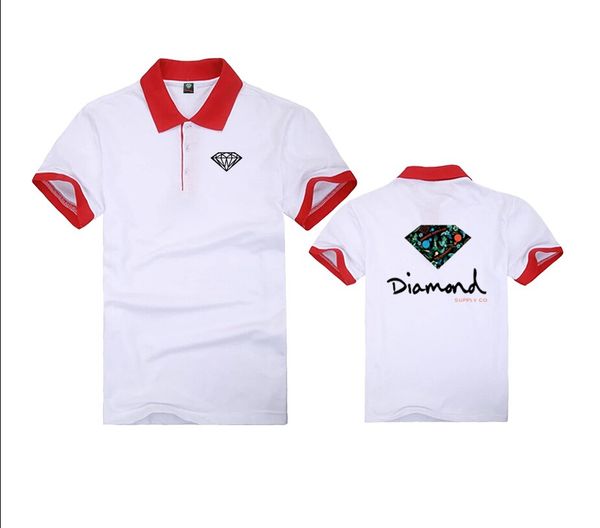 

s228 fashion diamond supply mens skateboards hip hop polos solid shirt short sleeve cotton polo high quality, White;black