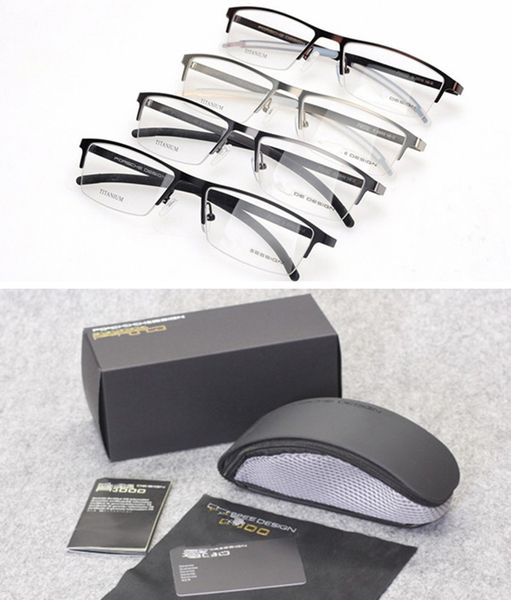 

quality p9033 men business glasses pure-titanium semi-frame super-light glasses & durable male prescription eyeglasses factory outlet price