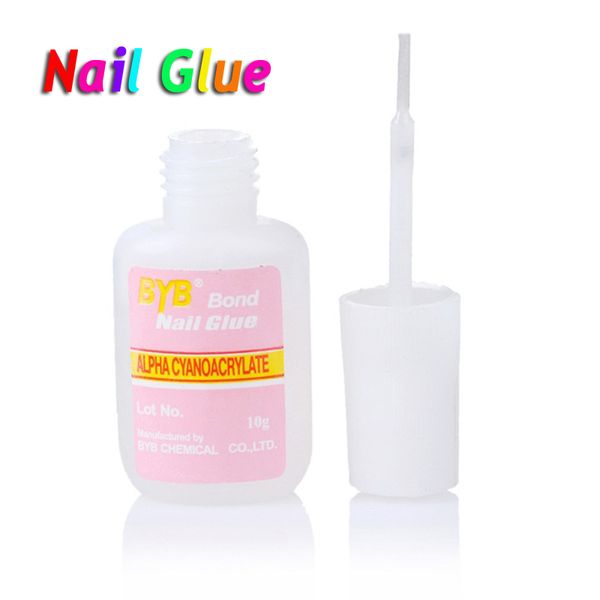 

wholesale-10g byb nail art glue tips glitter uv acrylic rhinestones decoration with brush nail glue package mail, Red;pink