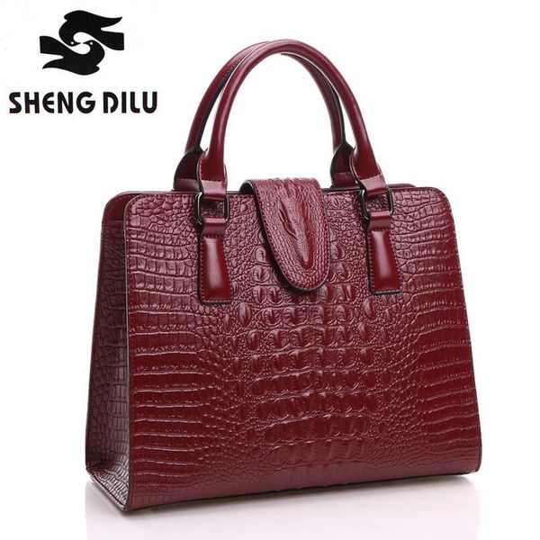 

wholesale-2016 crocodile pattern genuine leather bag women shoulder messenger bags handbags women famous brands designer high quality