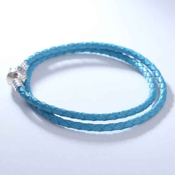 

beaded strands moments woman leather bracelet blue color diy with loose beads fits european sterling silver jewelry charms, Black