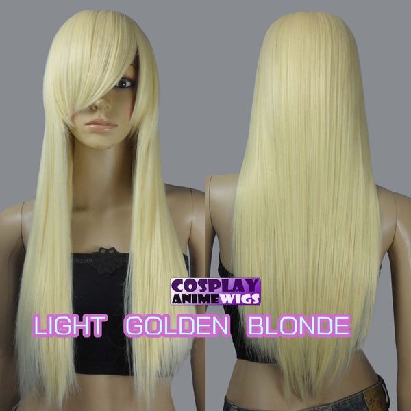 

70cm light golden blonde heat styleable long cosplay wigs 76_613, Golden;white