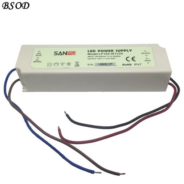 SANPU 100 W Su Geçirmez LED Güç Kaynağı 12 V / 24 V DC Sürücü IP67 Beyaz Plastik Kabuk Şerit Transformer LP100-W1