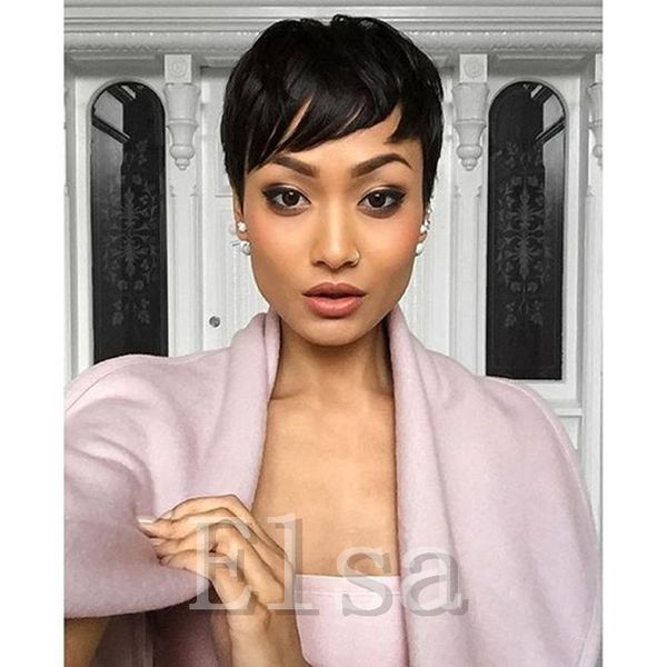 Natural Black Rihanna Cut Wigs For Black Women African American