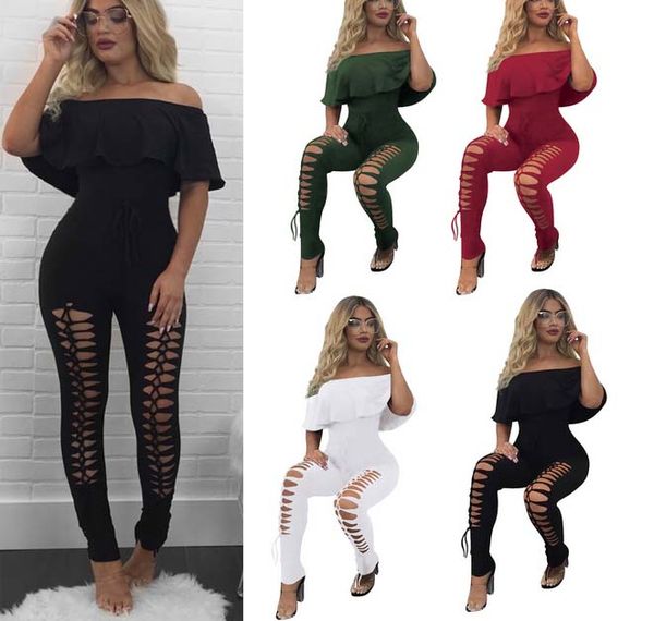 

Womens Sexy Casual Clubwear Bodycon Off the Shoulder Tight Bodysuit Playsuit Jumpsuit Romper Clubwear