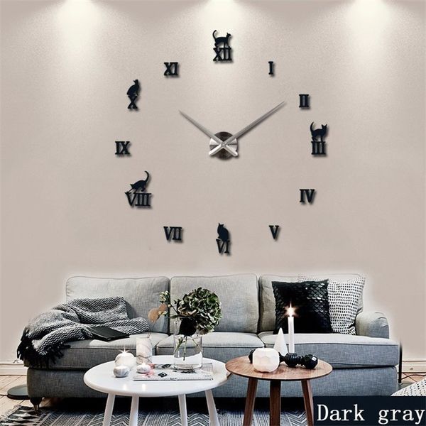 

promotion 2019 big mirror wall clock modern design, diy large size wall clock 3d diy wall clock stickers