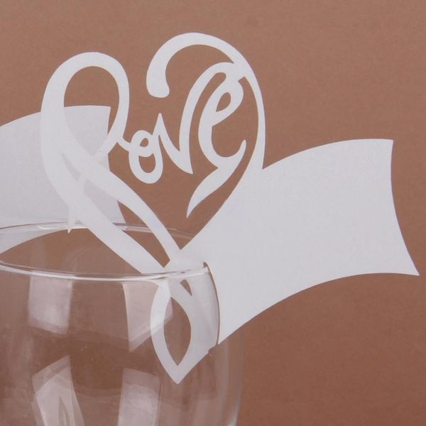

wholesale- 2016 wedding party decor 50pcs love heart table mark wine glass name place card