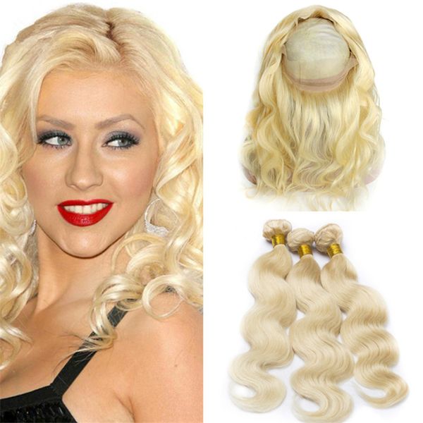 Blonde Brazilian Body Wave Virgin Hair With 360 Lace Frontals 613