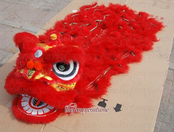 

living lion dance for children age 9-13 age mascot costume pure wool southern lion dance theater outdoor christmas days chinese folk costume, Red;yellow
