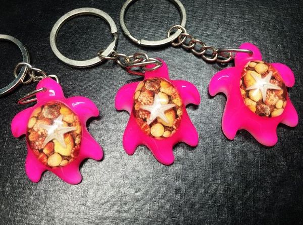 

12 pcs yqtdmy vintage imitation lovely turtles rock keychain, Slivery;golden