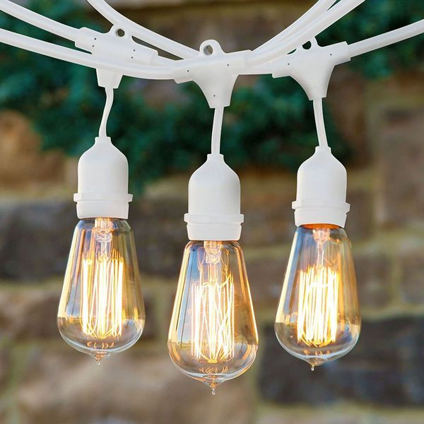 Hot trata seqüência de lâmpadas decoração exterior Weatherproof Commercial-Grade Luz Set, 48Watts, 25-FT-12bulbs festivo do partido nobre e feliz