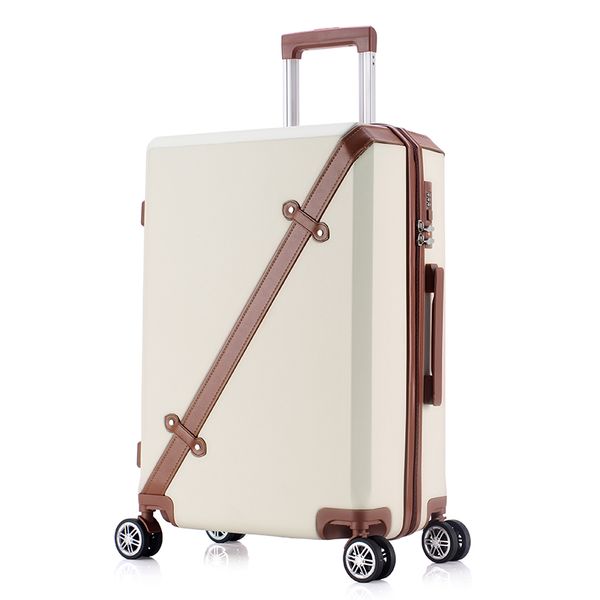 

20 24 inch rolling luggage business travel sports 4 wheels suitcases bag waterproof retro trolley case large capacity