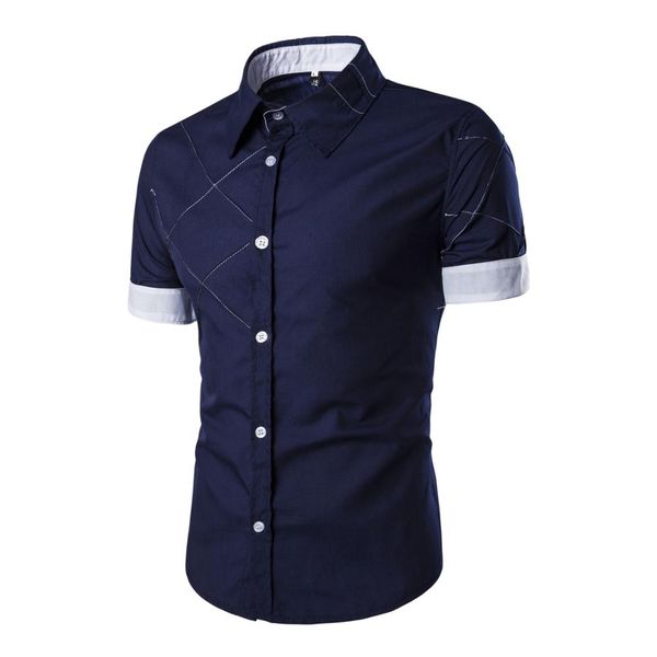 

wholesale- 2017 mens summer shirt neck comfy short sleeves button down casual formal slim fit dress shirt, White;black