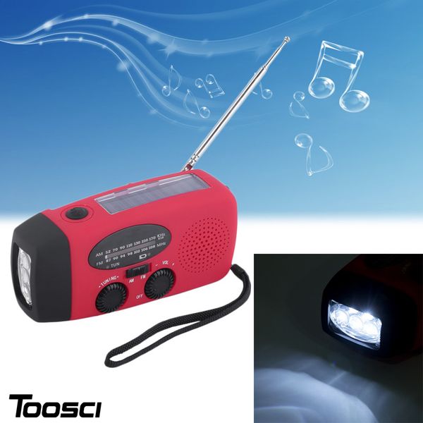 Emergency Wind Up Flashlight Torch with Radio AM FM Alarm 3 LED