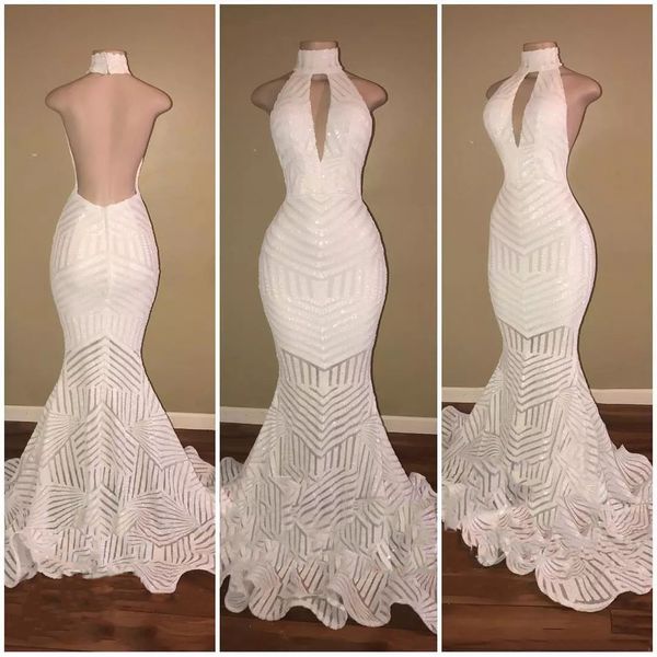 

2021 evening gown mermaid dresses gold prom dresses high neck backless, Black