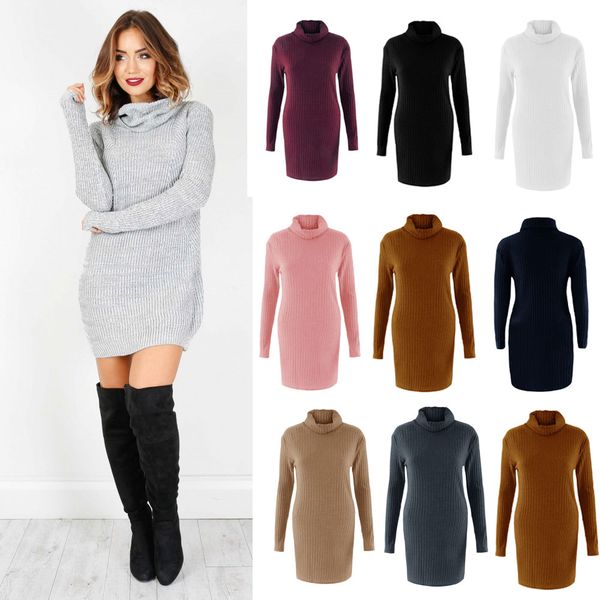 

10PCS Casual Winter Cowl Neck Ladies Long Sleeve Ribbed Sweatshirts Jumper Sweaters Tops Womens Fashion Pullover Blouse Pullover Shirt