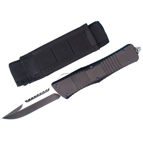 

1Pcs Bowie Blade Auto Tactical Knife D2 Black Blade T6061 Handle Outdoor Camping Survival knives With Tactical Nylon Bag