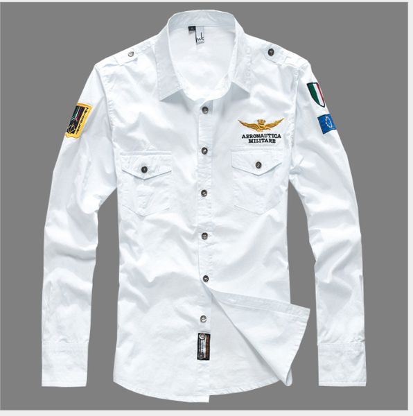 

Мода ВВС Один равномерное военные с длинным рукавом Slim Fit рубашки мужская хлопок M