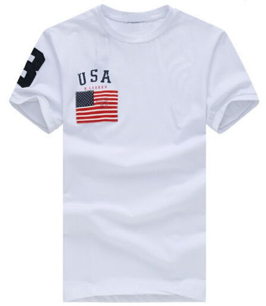 

Бренд Clothing Polos рубашка флаг США печатных повседневная американский Homme для мужчин