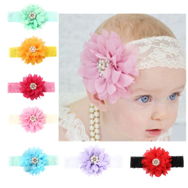 BABY Haarband Blume Mädchen CHIFFON FLOWER Stirnband FARBWAHL