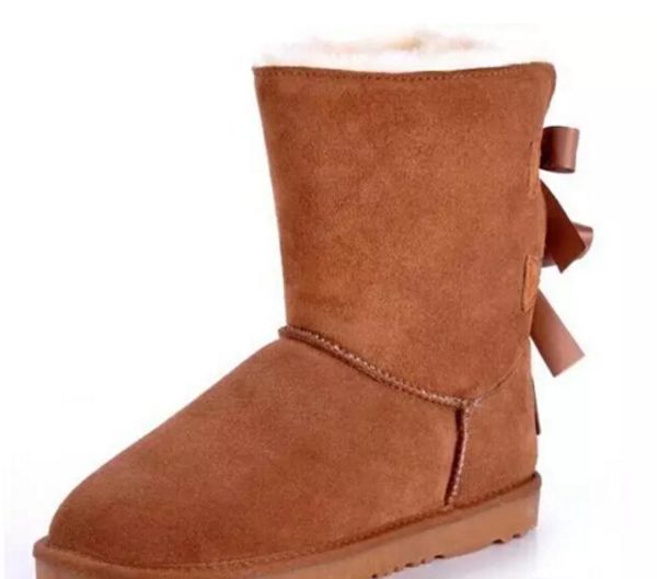 

2020 new 3280 fashion australia classic tall winter boots real leather bailey bowknot women's bailey bow snow boots shoes boot, Black
