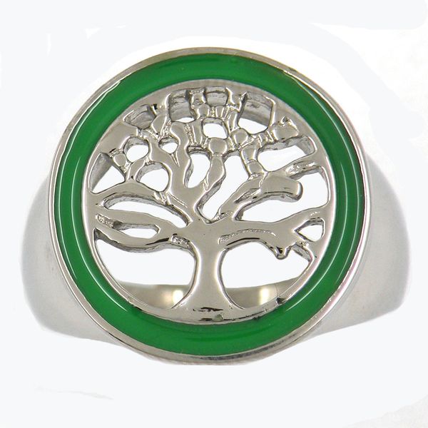 

fanssteel stainless steel vintage mens or wemens jewelry signet classic tree of life nature ring fashion plant ring 12w62, Silver