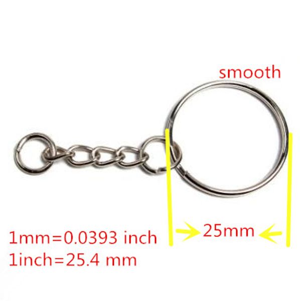 

20000 pcs wholesale metal split keychain ring parts key chains with 25mm open jump ring and connector, Silver