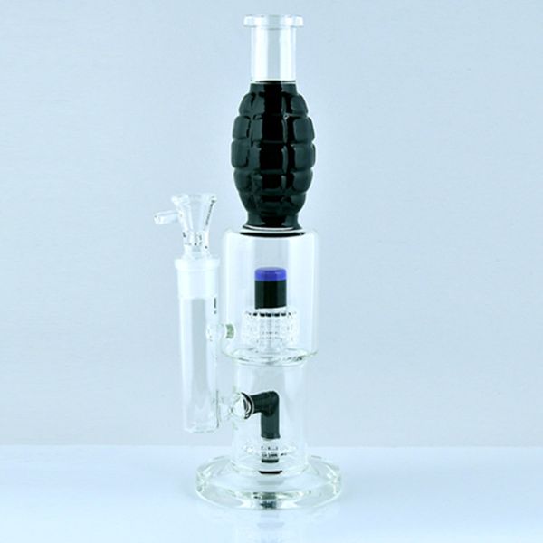 I nuovissimi e sorprendenti bong in vetro con funzione granata, pipa per acqua, bong con due giunti da 18,8 mm (GB-329)